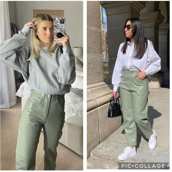 Mango Faux Leather Pants Blogger Favorite High Waist - Picture 2 of 9